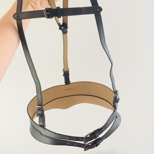 BCBG Max Azria Black Leather Harness S/M Belt